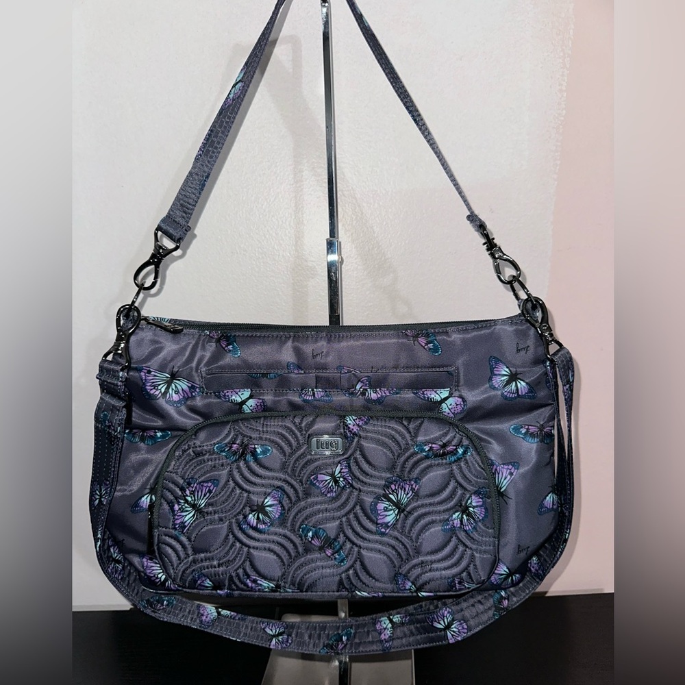 Lug Samba XL Convertible Crossbody Bag NWOT Butterfly Grey
